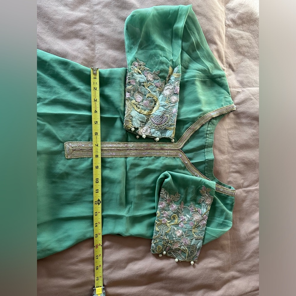 Elegant Sage Green Embroidered Women’s Dress - Picture 4 of 8